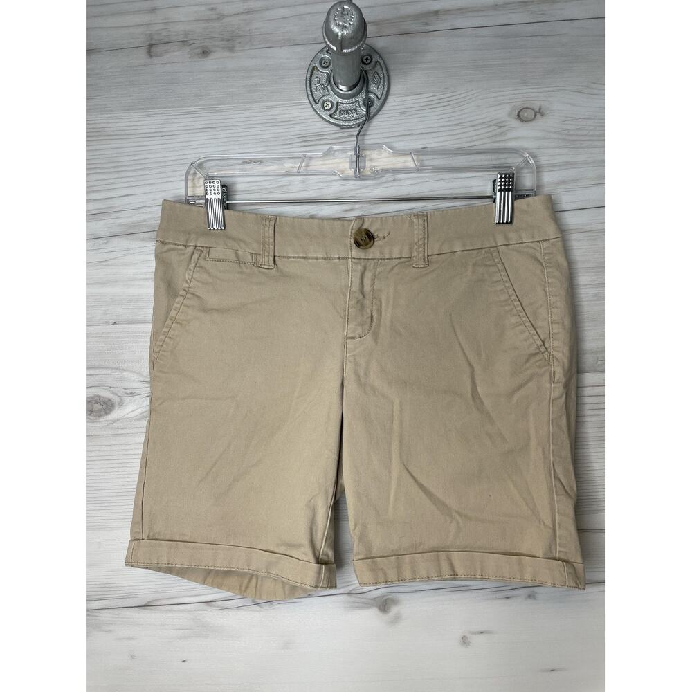 American Eagle Shorts Womens‎ 2 Khaki Bermuda Stretch Chino Casual Pockets Tan